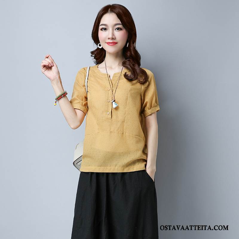 T-paidat Naisten Keltainen Muoti Suuntaus Yksinkertainen Tyylikäs Kesä