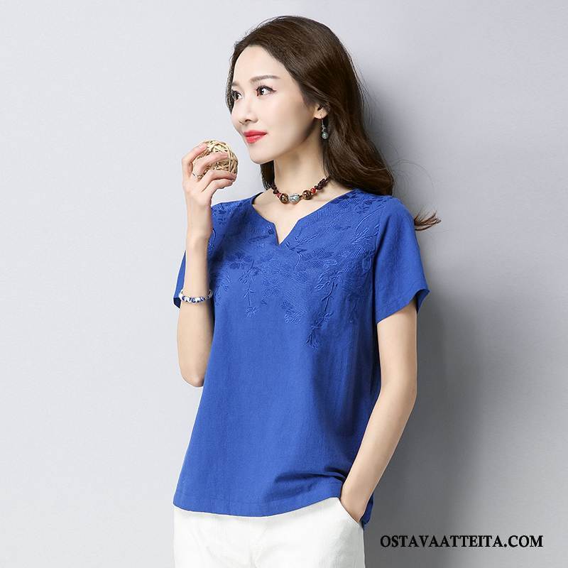 T-paidat Naisten Suuntaus Sininen Casual Tyylikäs Ohut Kesä