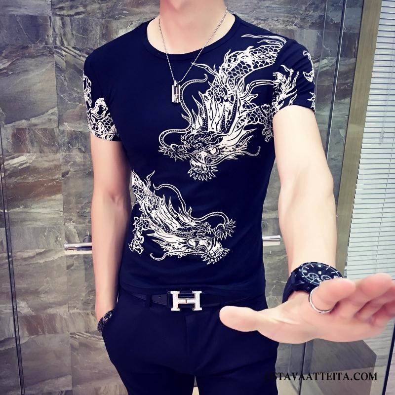 T-paidat Miesten Lyhythihainen Miehille Trendi Dragon Musta