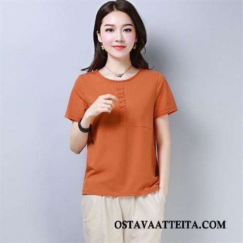 T-paidat Naisten Tiukka Lyhythihainen Oranssi Casual Tyylikäs Kesä