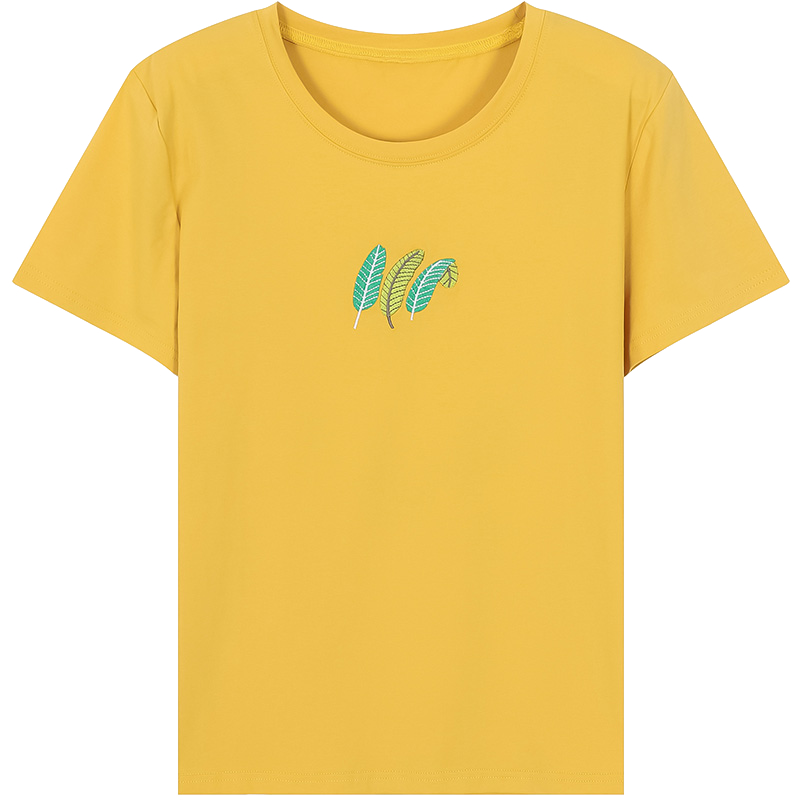 T-paidat Naisten Kesä Trendi Takki Puuvilla Lyhythihainen Keltainen